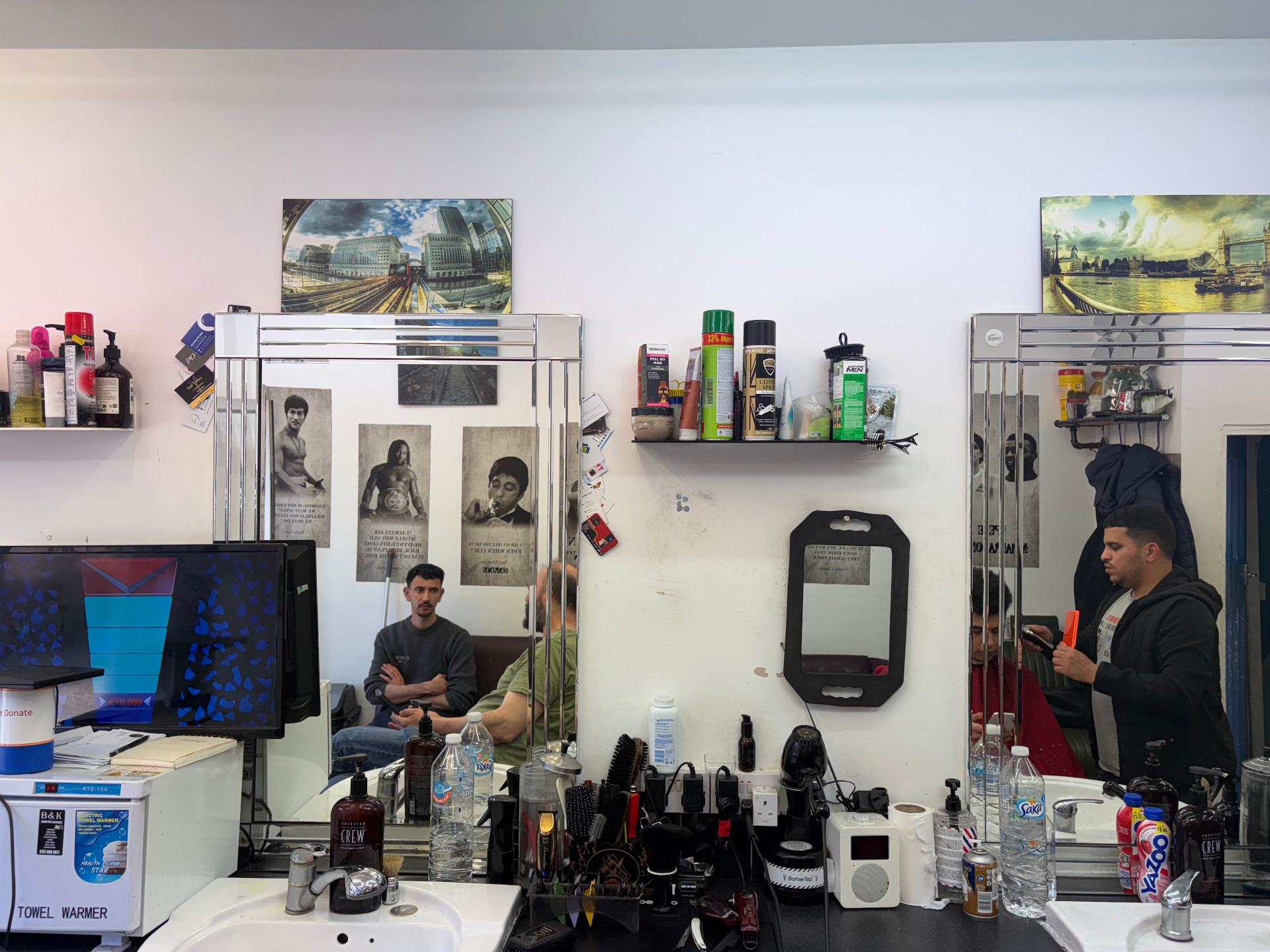 Inside Legends Barbers — mirrors, stations and tools